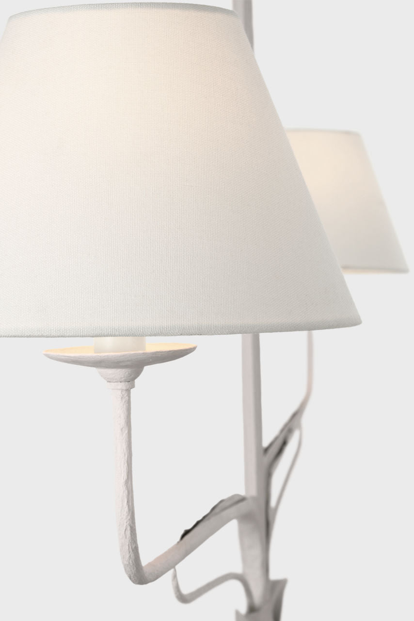 Amalfi 57" Linear Chandelier | Plaster White | Linen Shades