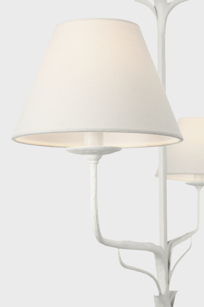 Amalfi 57" Linear Chandelier | Plaster White | Linen Shades
