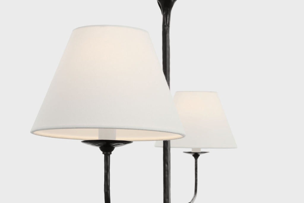 Amalfi 57" Linear Chandelier | Waxed Black | Linen Shades