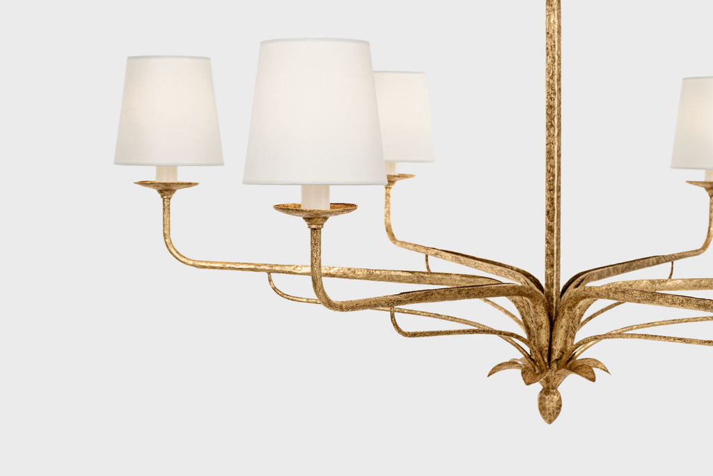 Amalfi 41" Chandelier | Milano Gold | Linen Shades