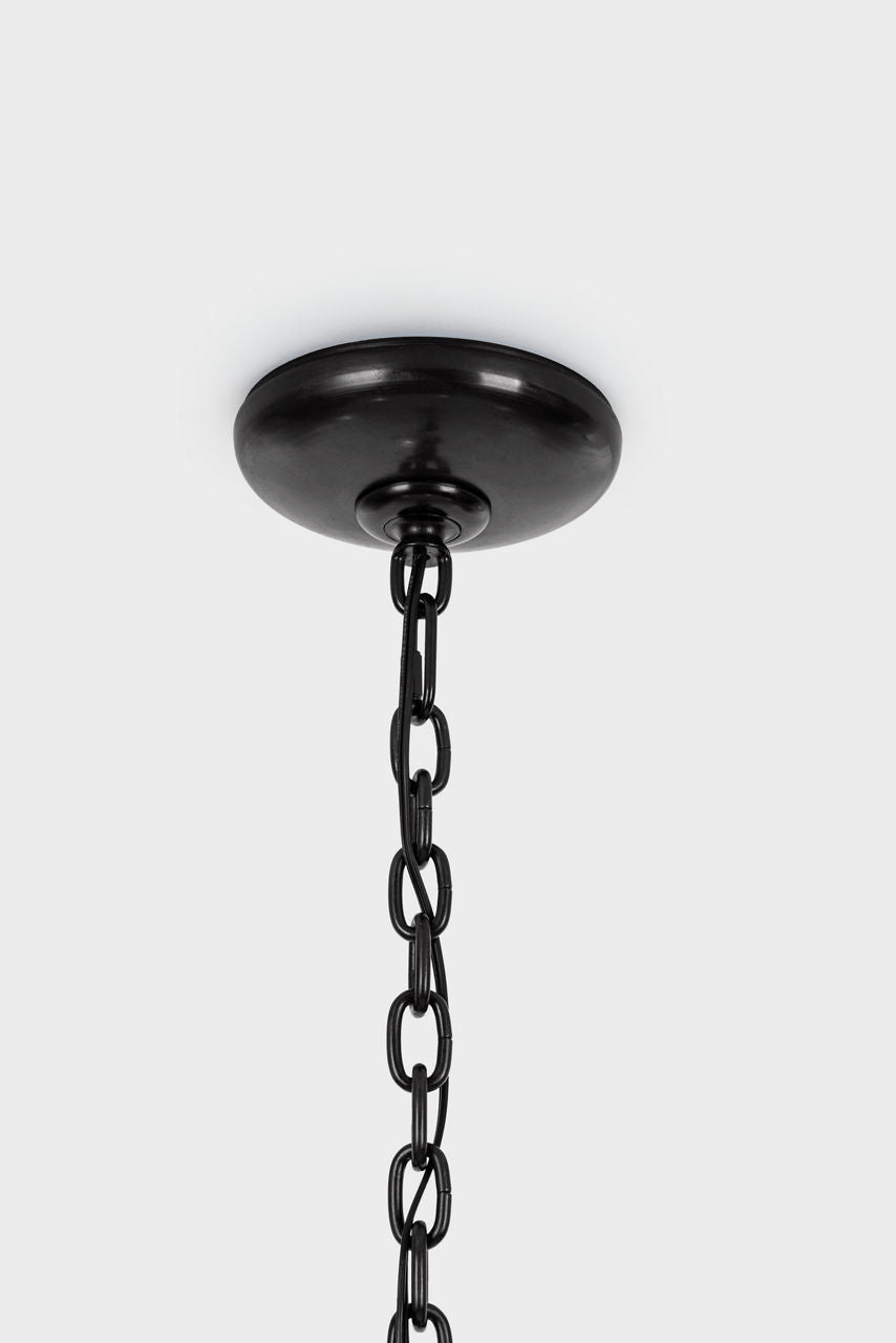 Amalfi 41" Chandelier | Waxed Black | Linen Shades