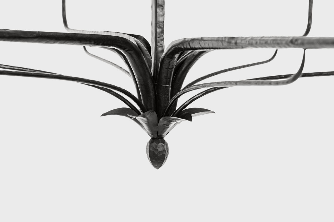 Amalfi 41" Chandelier | Waxed Black | Linen Shades