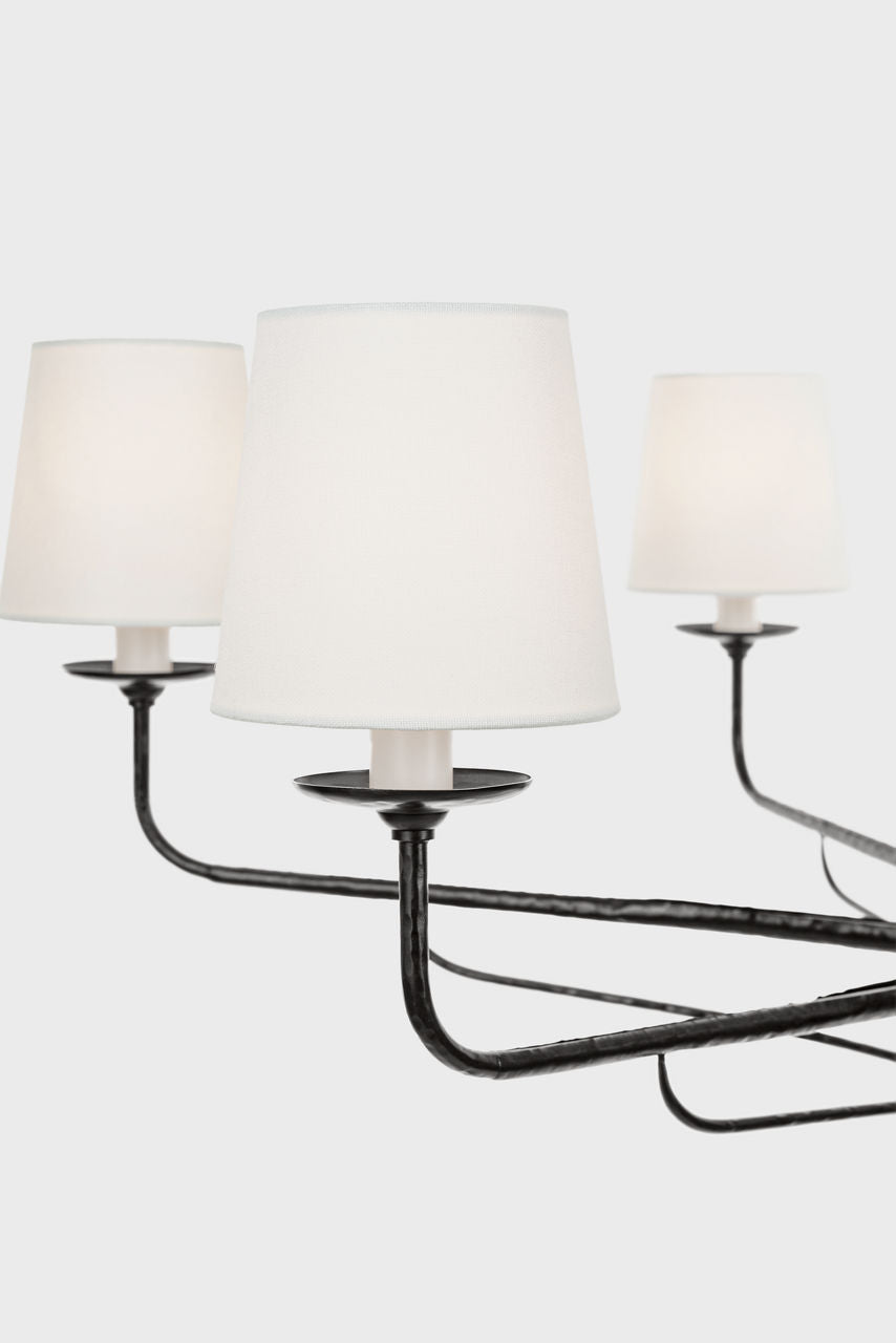 Amalfi 41" Chandelier | Waxed Black | Linen Shades