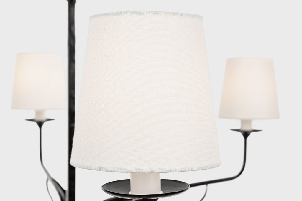 Amalfi 41" Chandelier | Waxed Black | Linen Shades