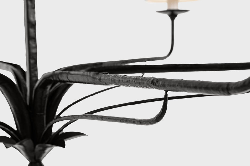 Amalfi 41" Chandelier | Waxed Black | Linen Shades
