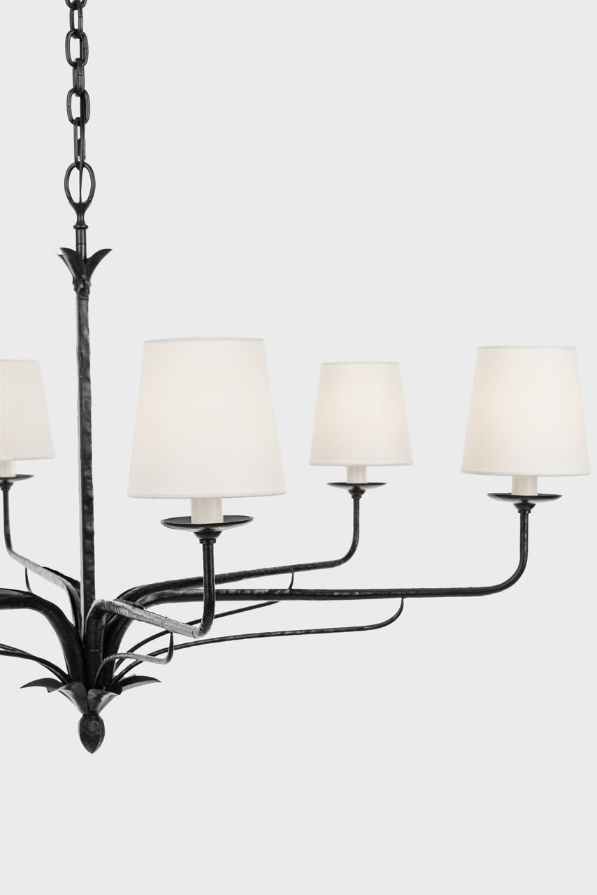 Amalfi 41" Chandelier | Waxed Black | Linen Shades