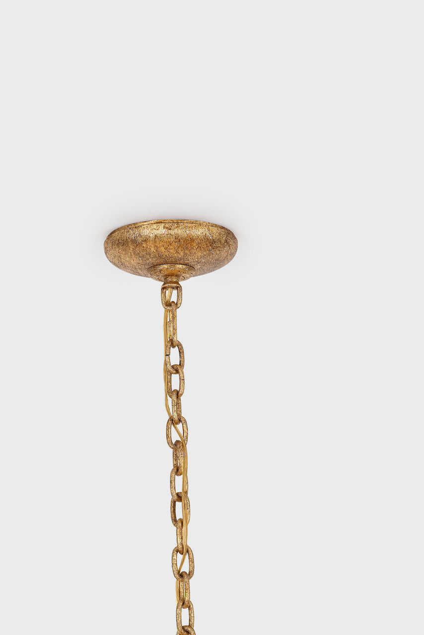 Amalfi 50" Three-Tiered Chandelier | Milano Gold | Linen Shades