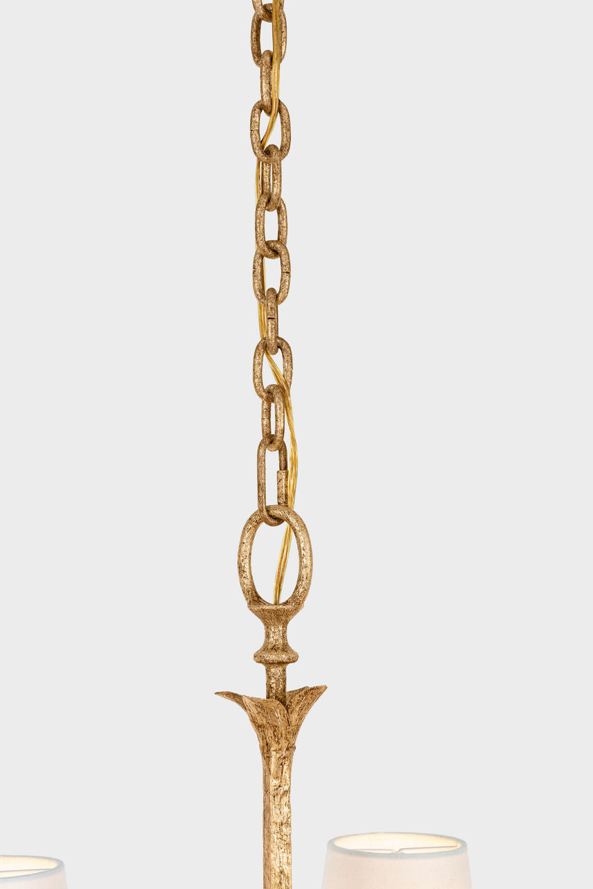 Amalfi 50" Three-Tiered Chandelier | Milano Gold | Linen Shades