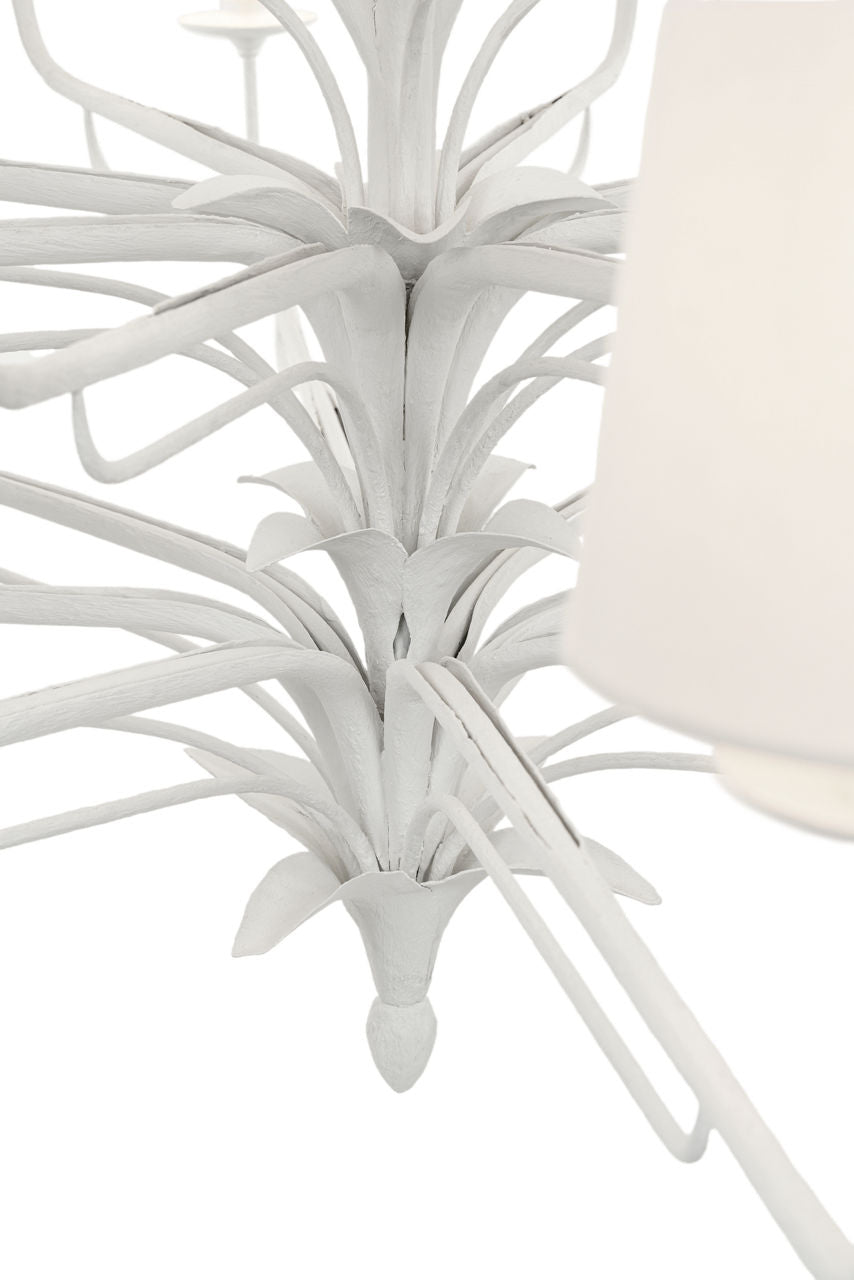 Amalfi 50" Three-Tiered Chandelier | Plaster White | Linen Shades