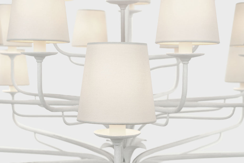 Amalfi 50" Three-Tiered Chandelier | Plaster White | Linen Shades