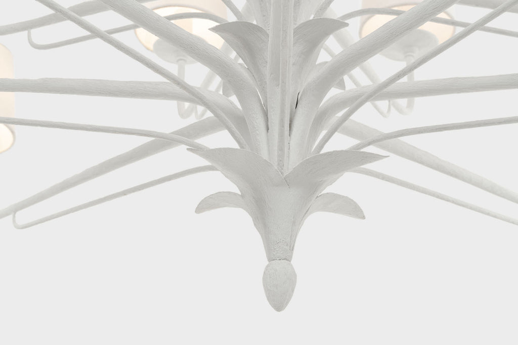 Amalfi 50" Three-Tiered Chandelier | Plaster White | Linen Shades