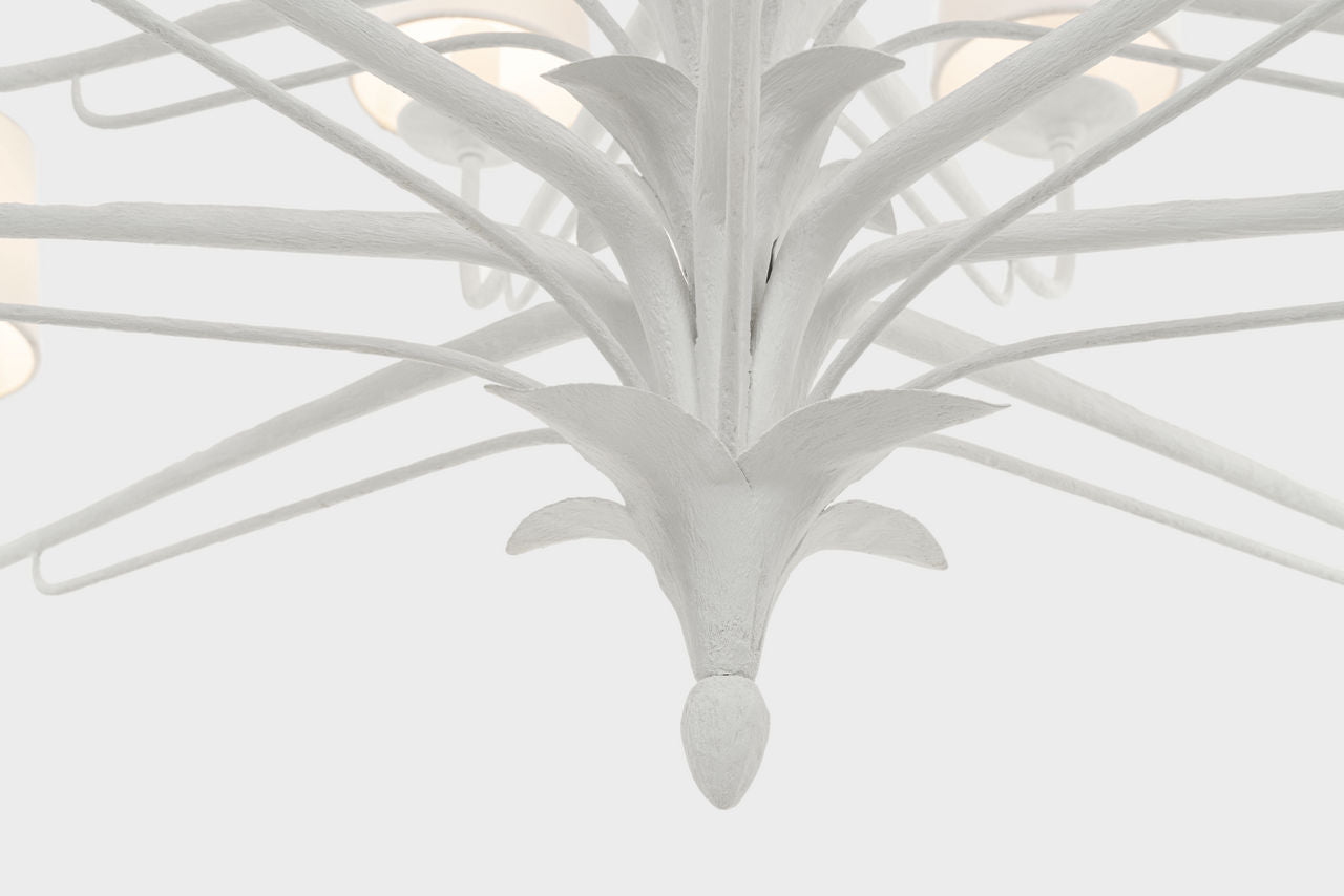 Amalfi 50" Three-Tiered Chandelier | Plaster White | Linen Shades