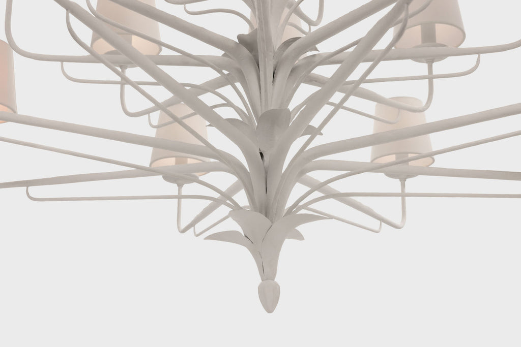 Amalfi 50" Three-Tiered Chandelier | Plaster White | Linen Shades