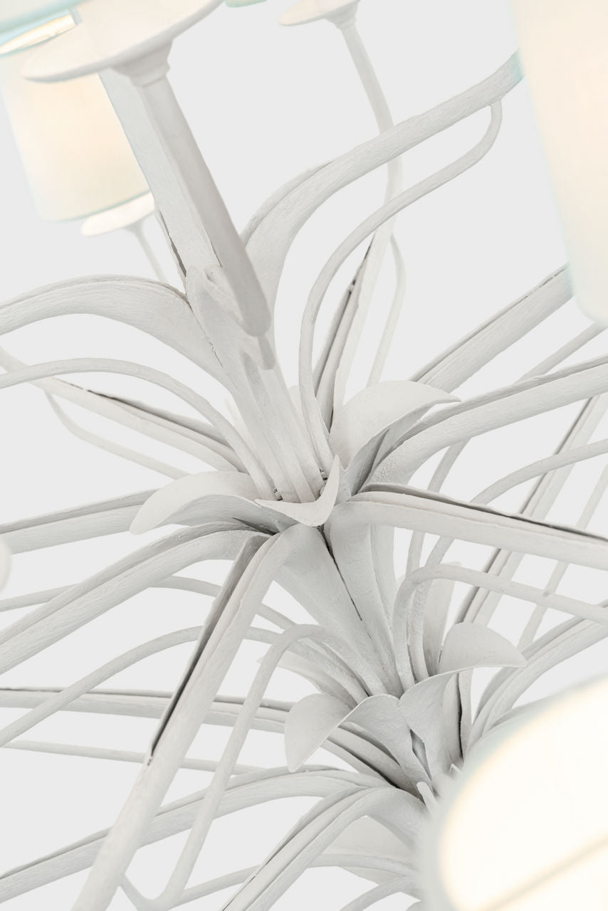 Amalfi 50" Three-Tiered Chandelier | Plaster White | Linen Shades