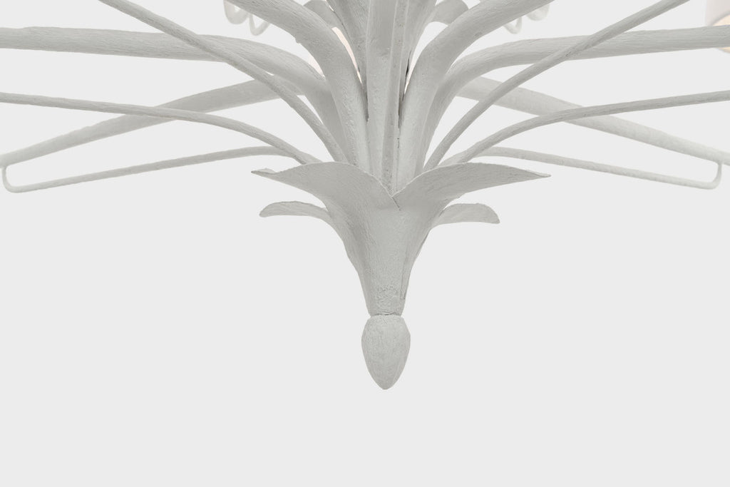 Amalfi 50" Three-Tiered Chandelier | Plaster White | Linen Shades