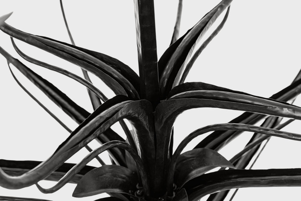 Amalfi 50" Three-Tiered Chandelier | Waxed Black | Linen Shades