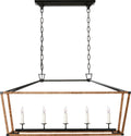 Darlana Medium Rattan Wrapped Linear Lantern | Aged Iron and Natural Rattan