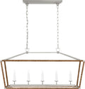 Darlana Medium Rattan Wrapped Linear Lantern | Polished Nickel and Natural Rattan