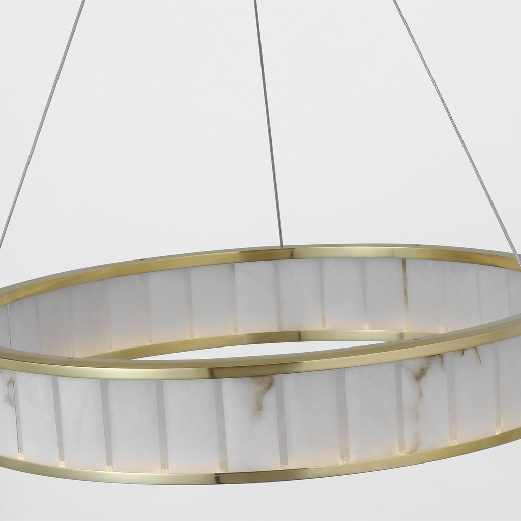 Iterna 30" Ring Chandelier | Antique-Burnished Brass | Alabaster