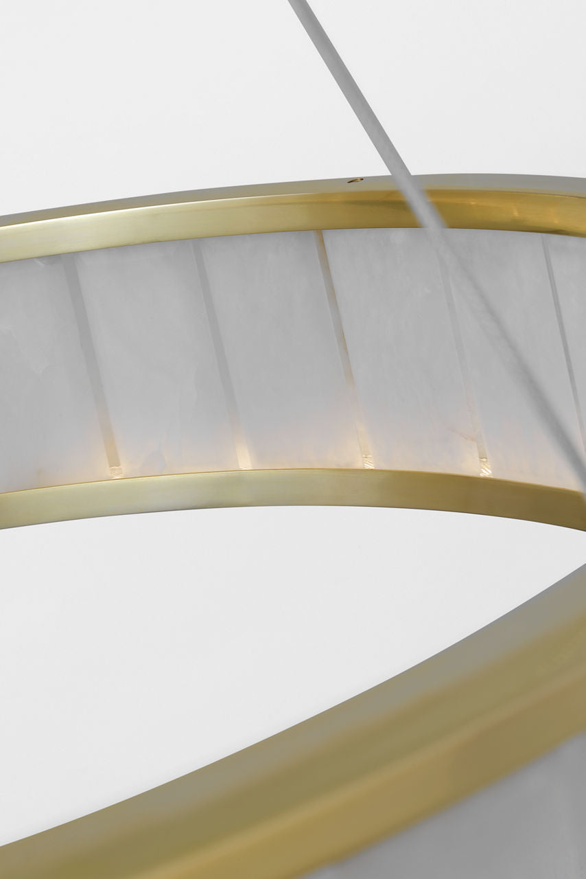 Iterna 30" Ring Chandelier | Antique-Burnished Brass | Alabaster