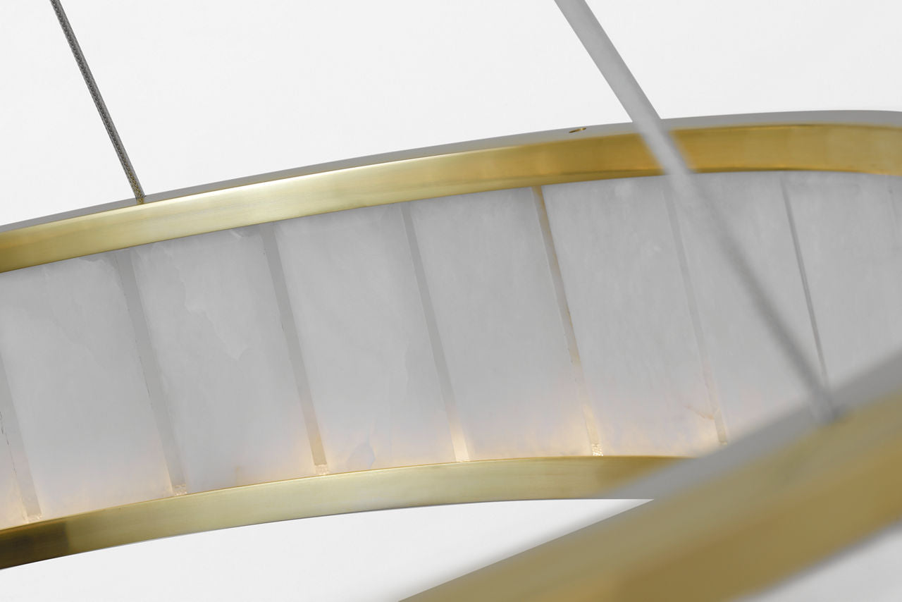 Iterna 30" Ring Chandelier | Antique-Burnished Brass | Alabaster
