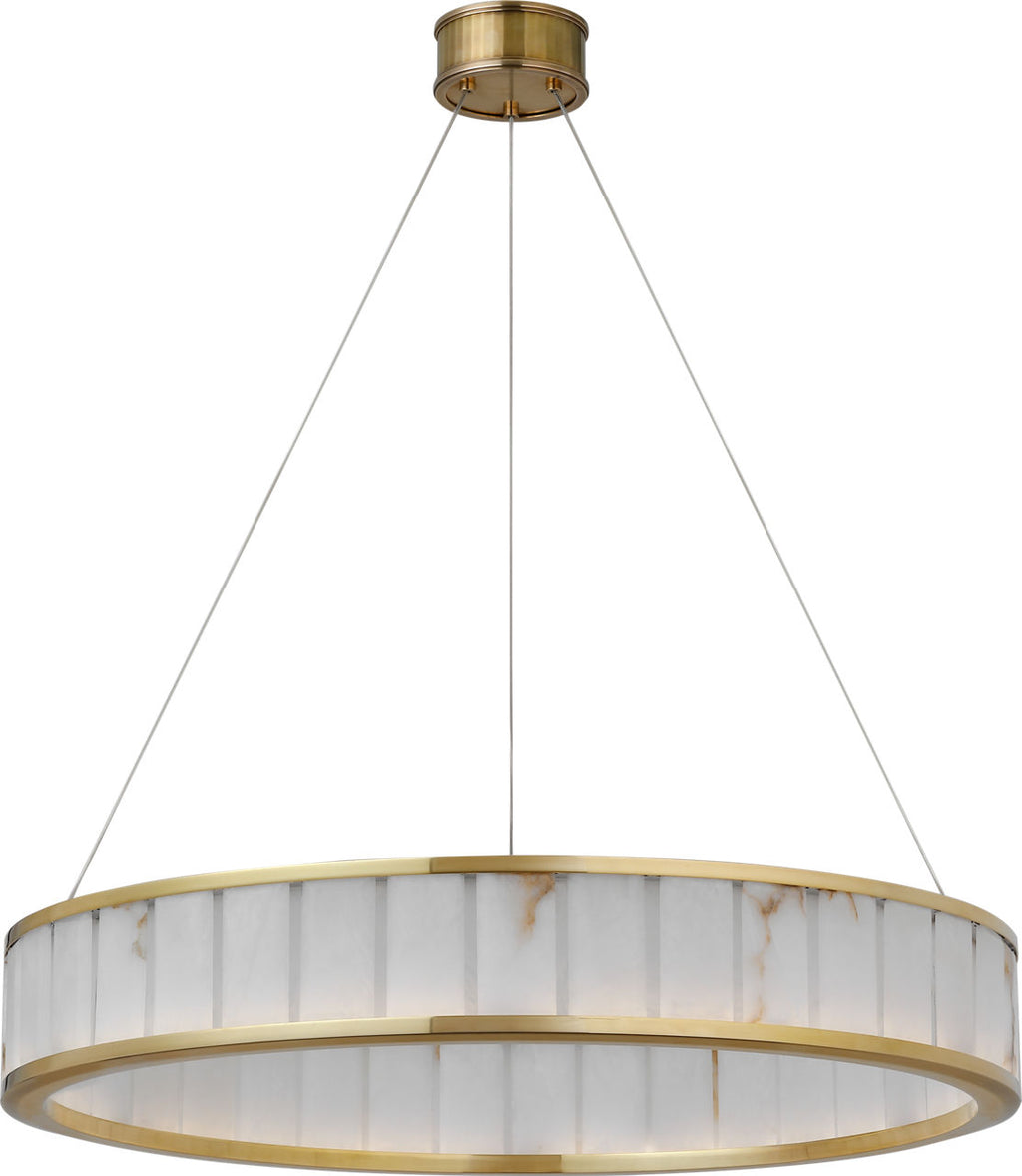 Iterna 30" Ring Chandelier | Antique-Burnished Brass | Alabaster