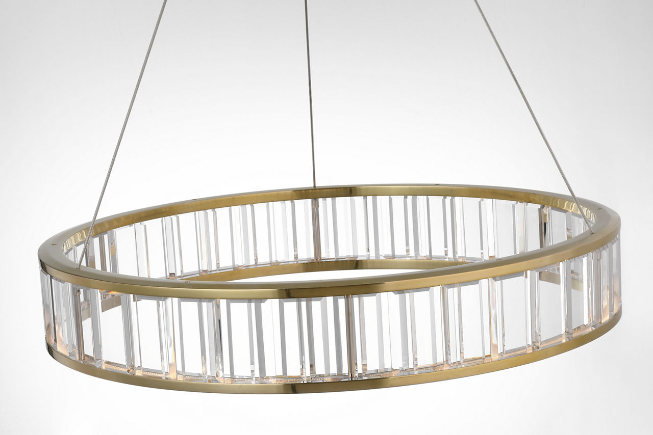 Iterna 30" Ring Chandelier | Antique-Burnished Brass | Crystal