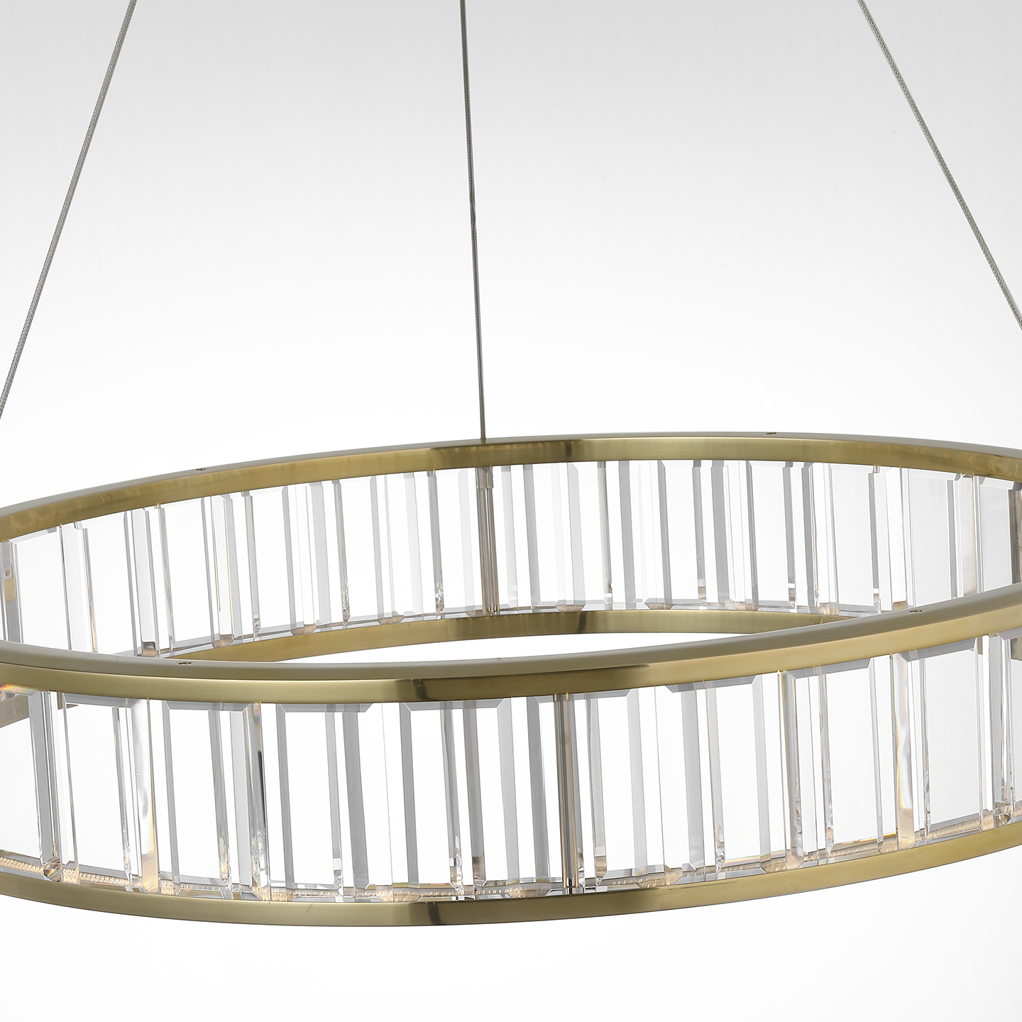 Iterna 30" Ring Chandelier | Antique-Burnished Brass | Crystal