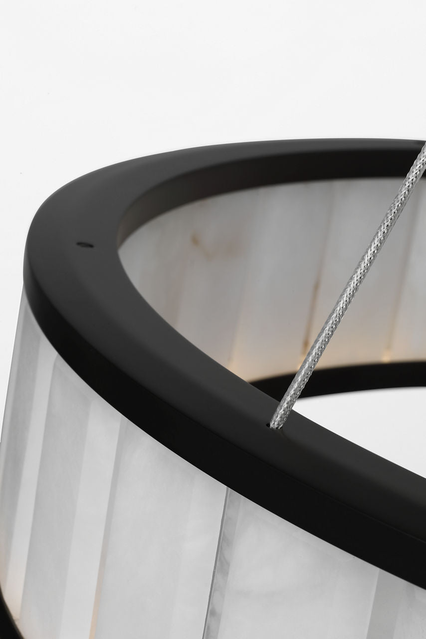 Iterna 30" Ring Chandelier | Modern Iron | Alabaster