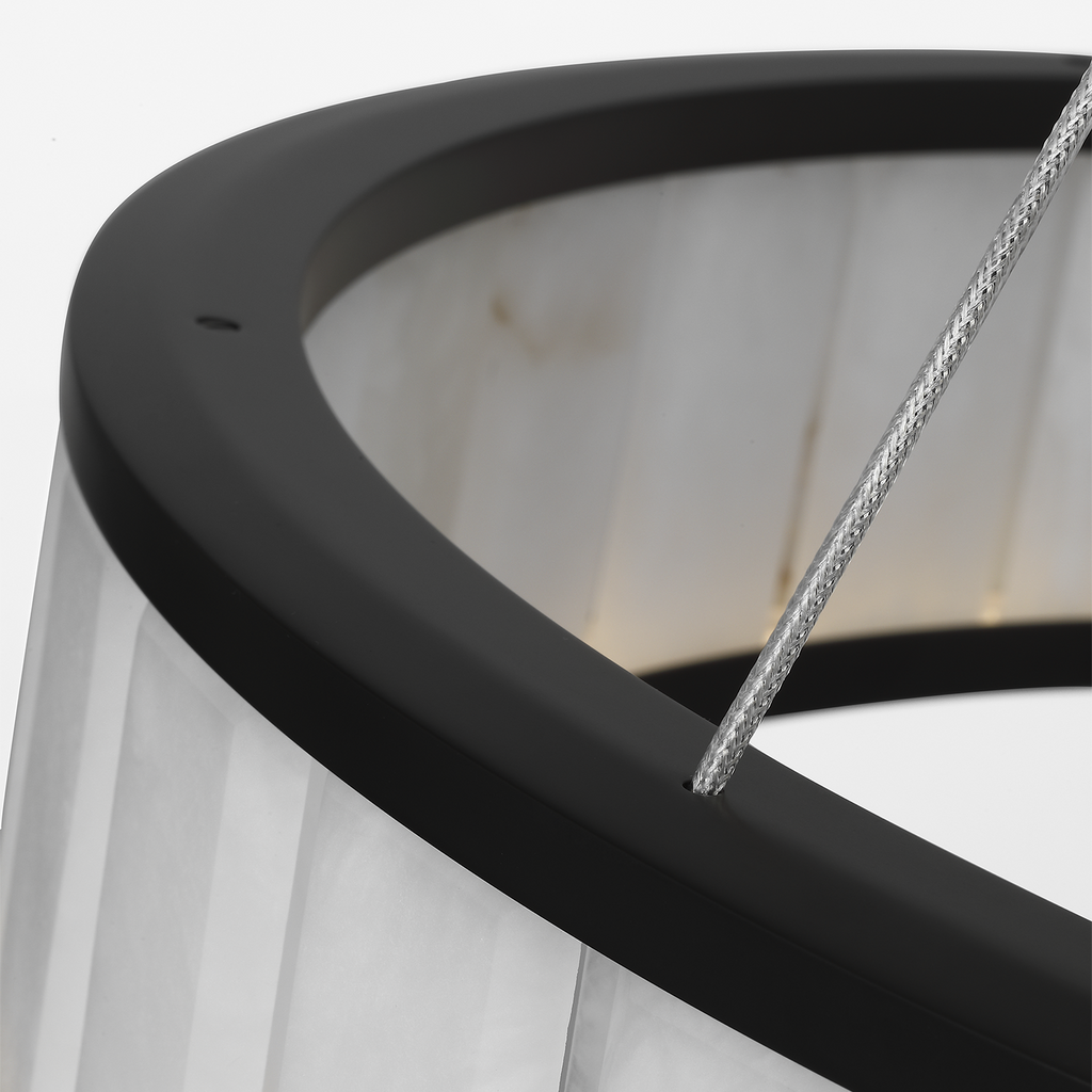 Iterna 30" Ring Chandelier | Modern Iron | Alabaster