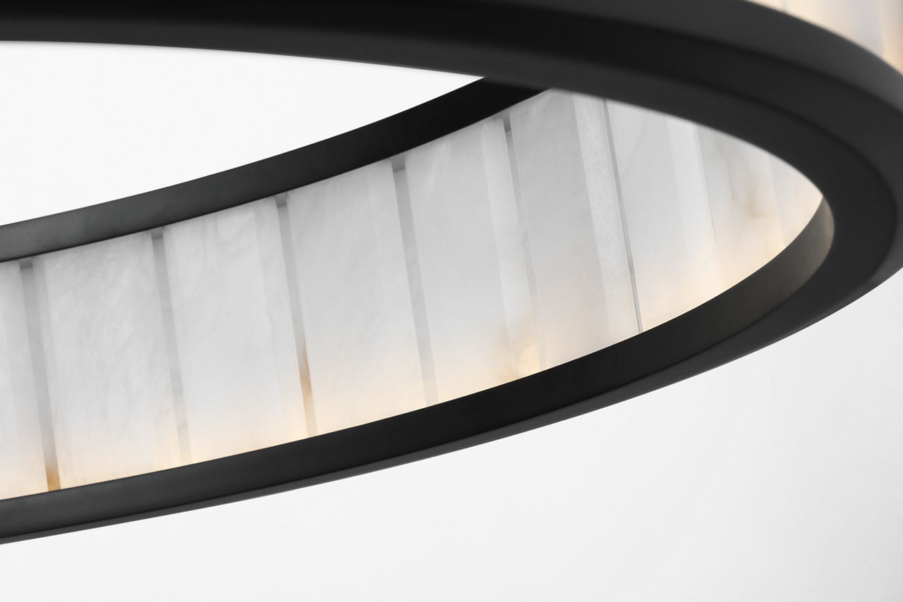 Iterna 30" Ring Chandelier | Modern Iron | Alabaster