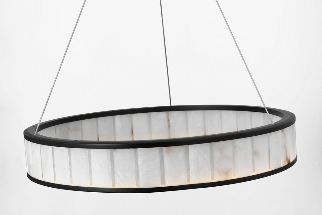 Iterna 30" Ring Chandelier | Modern Iron | Alabaster