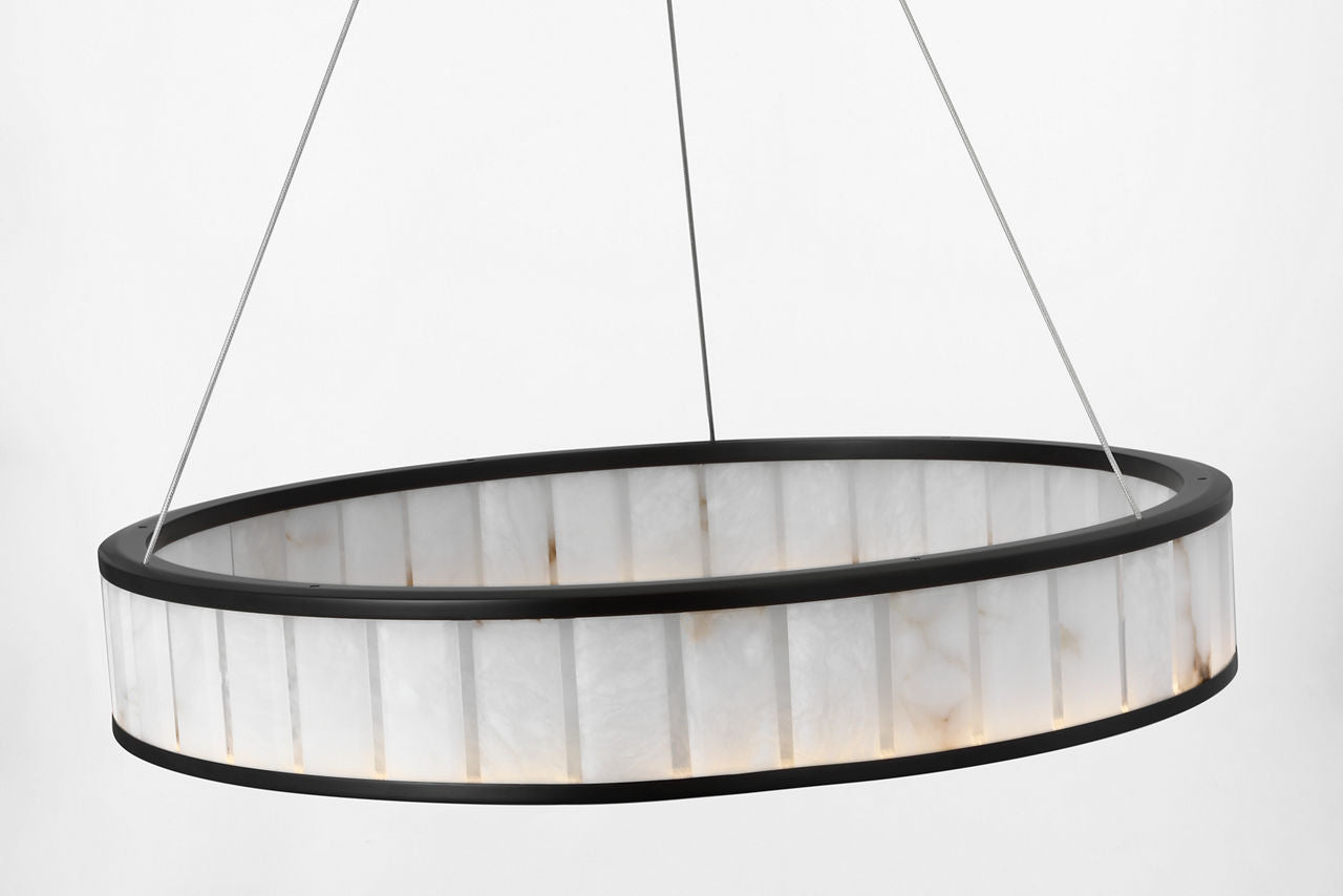 Iterna 30" Ring Chandelier | Modern Iron | Alabaster