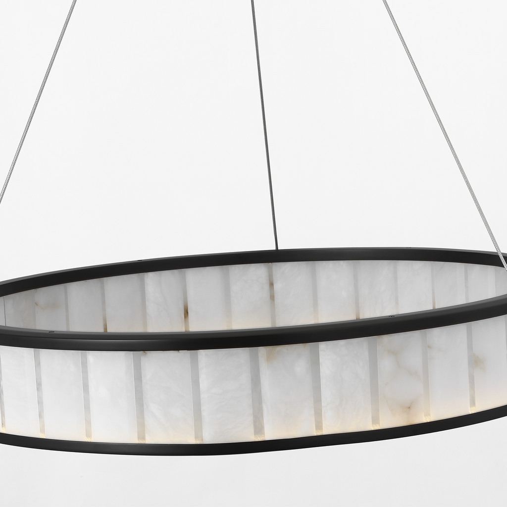 Iterna 30" Ring Chandelier | Modern Iron | Alabaster
