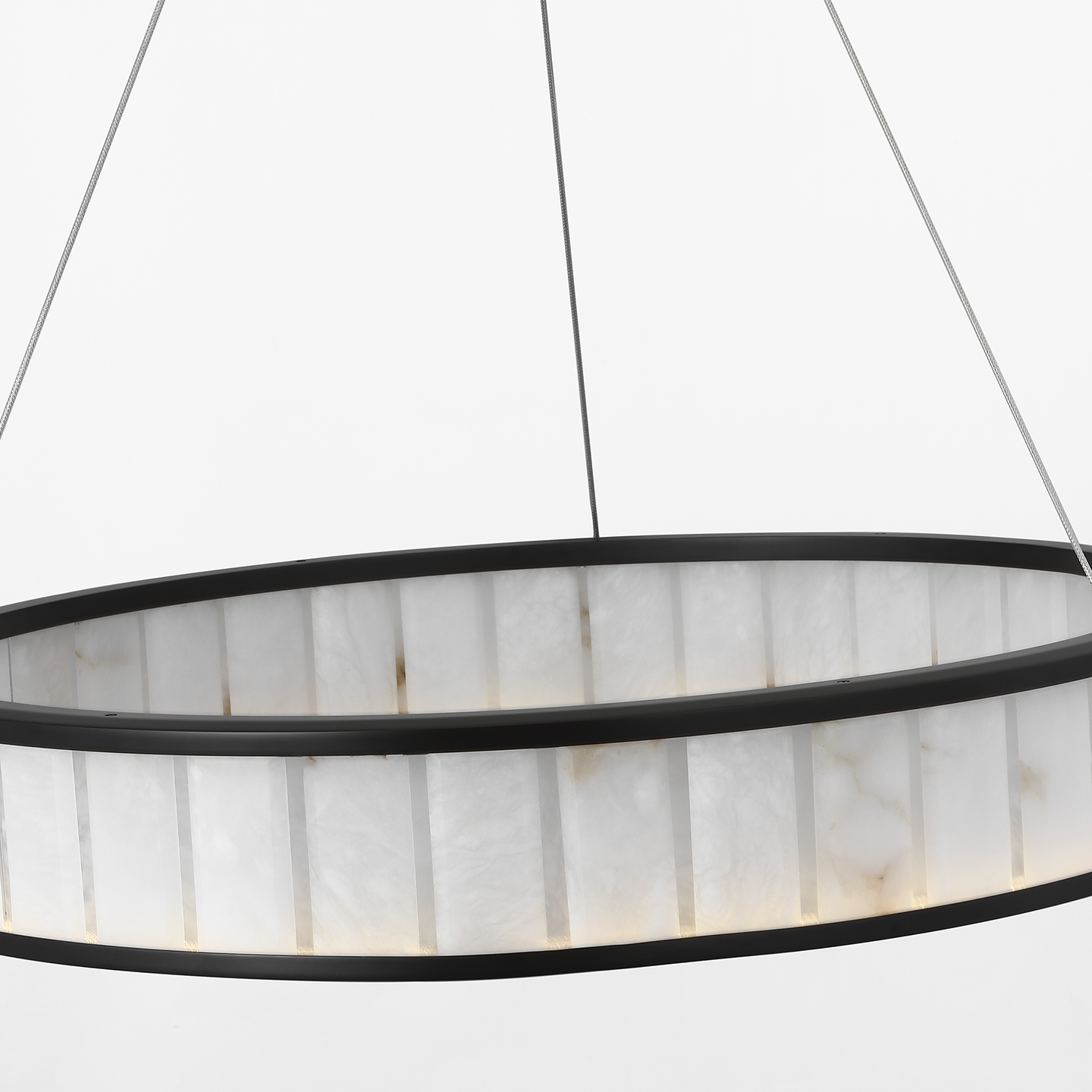 Iterna 30" Ring Chandelier | Modern Iron | Alabaster