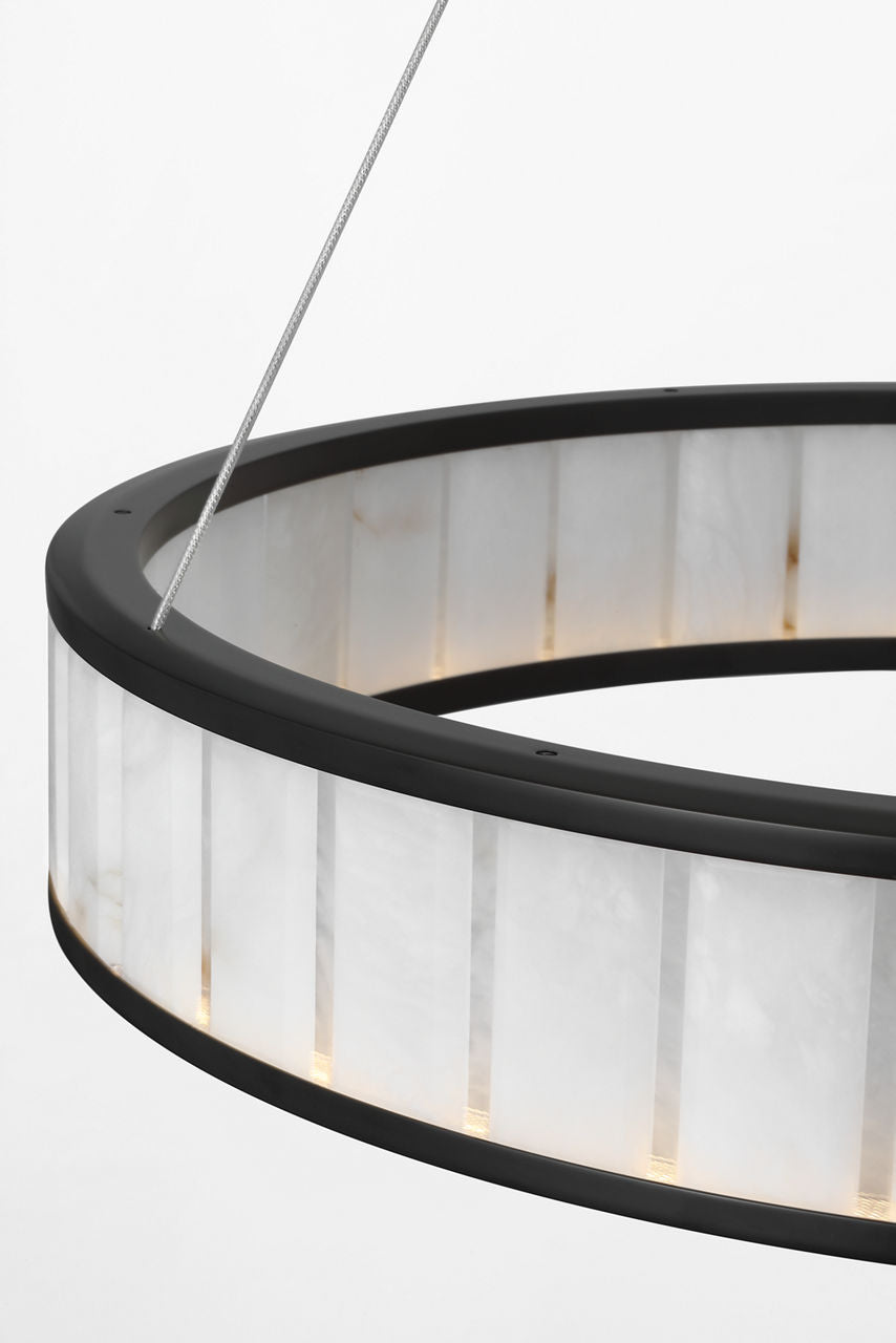 Iterna 30" Ring Chandelier | Modern Iron | Alabaster