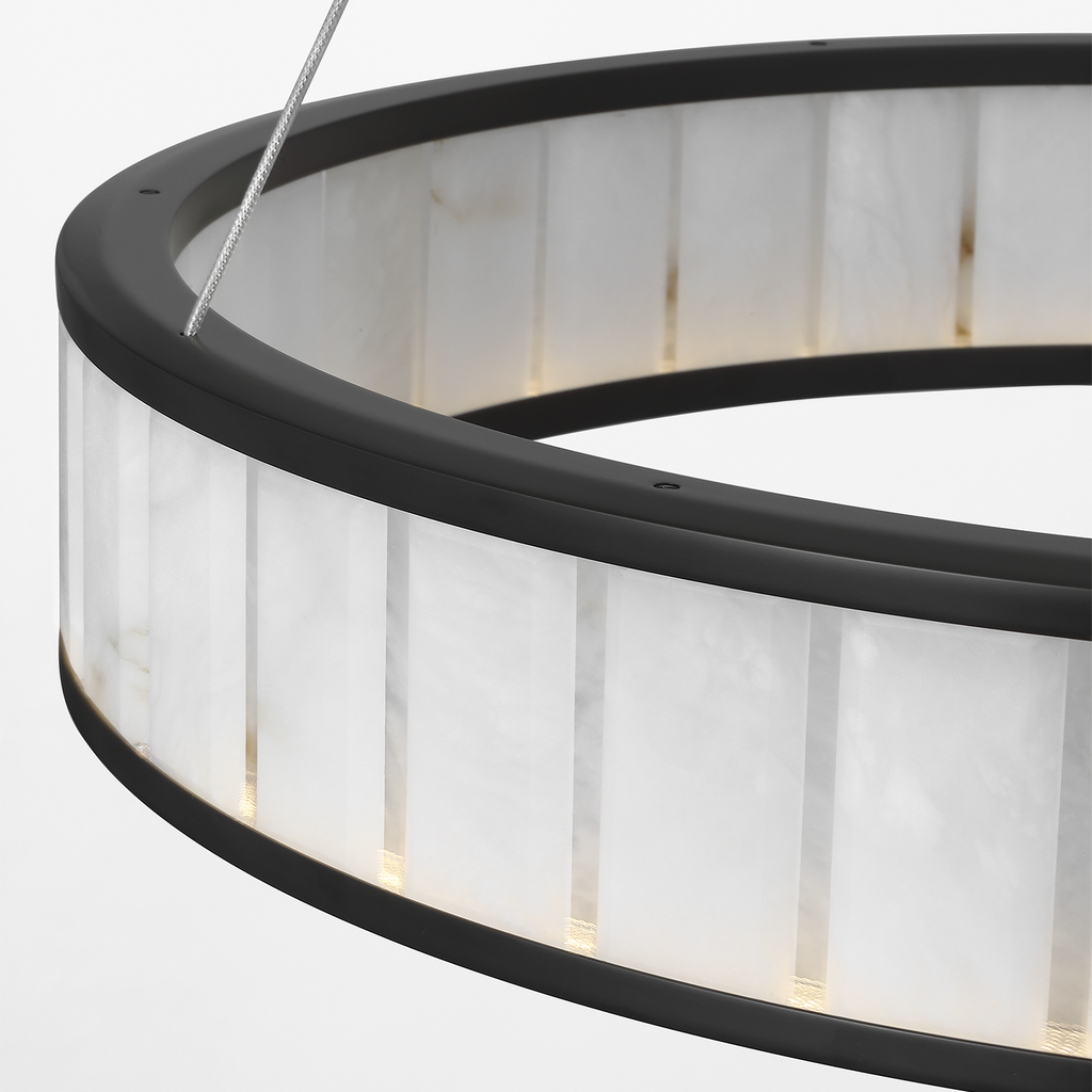 Iterna 30" Ring Chandelier | Modern Iron | Alabaster