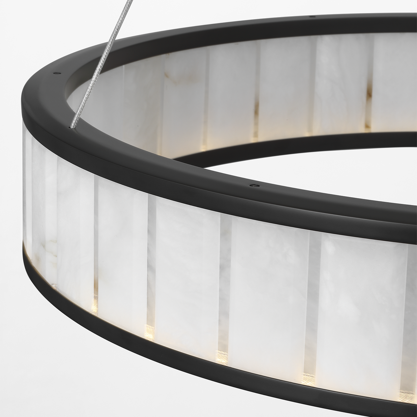 Iterna 30" Ring Chandelier | Modern Iron | Alabaster