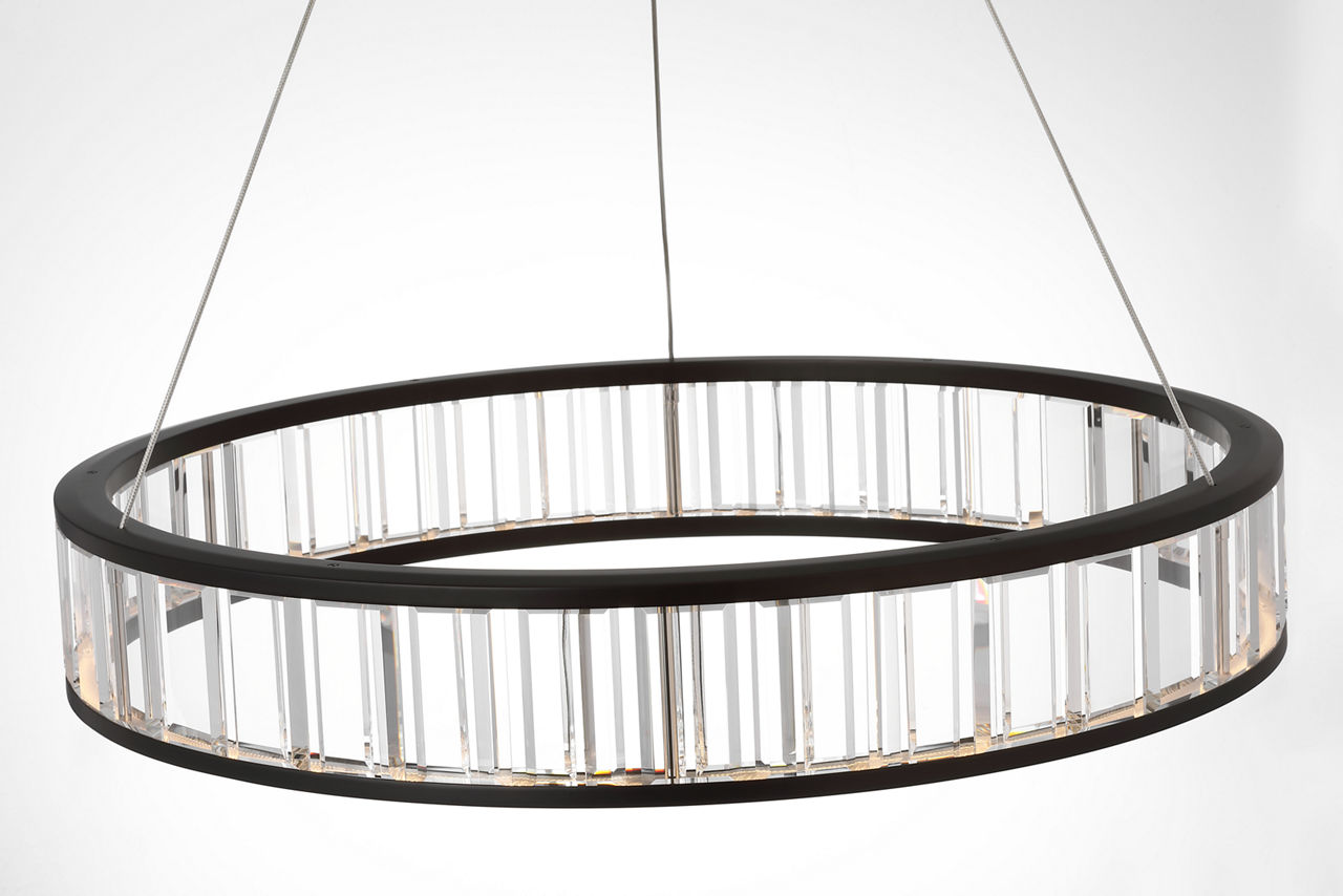 Iterna 30" Ring Chandelier | Modern Iron | Crystal