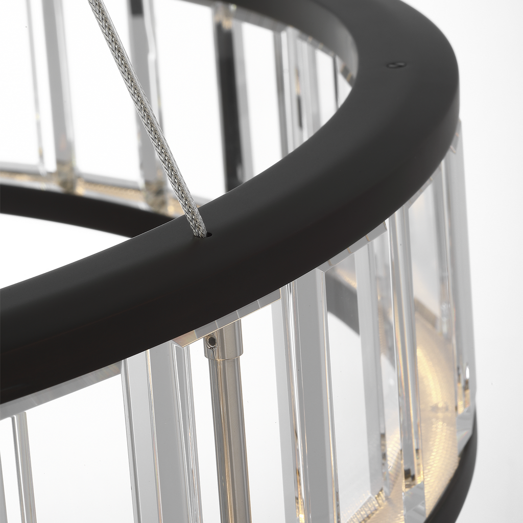 Iterna 30" Ring Chandelier | Modern Iron | Crystal