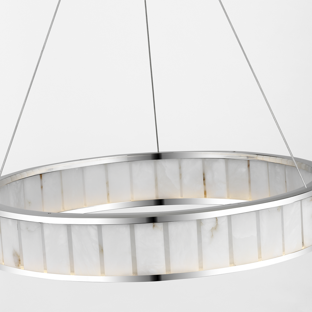 Iterna 30" Ring Chandelier | Polished Nickel | Alabaster