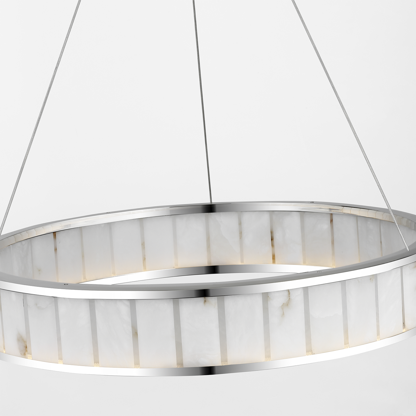 Iterna 30" Ring Chandelier | Polished Nickel | Alabaster