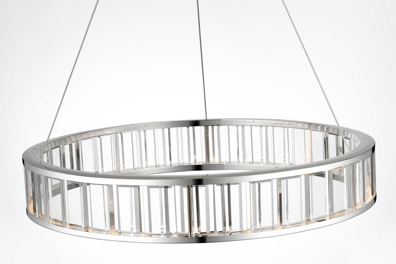 Iterna 30" Ring Chandelier | Polished Nickel | Crystal