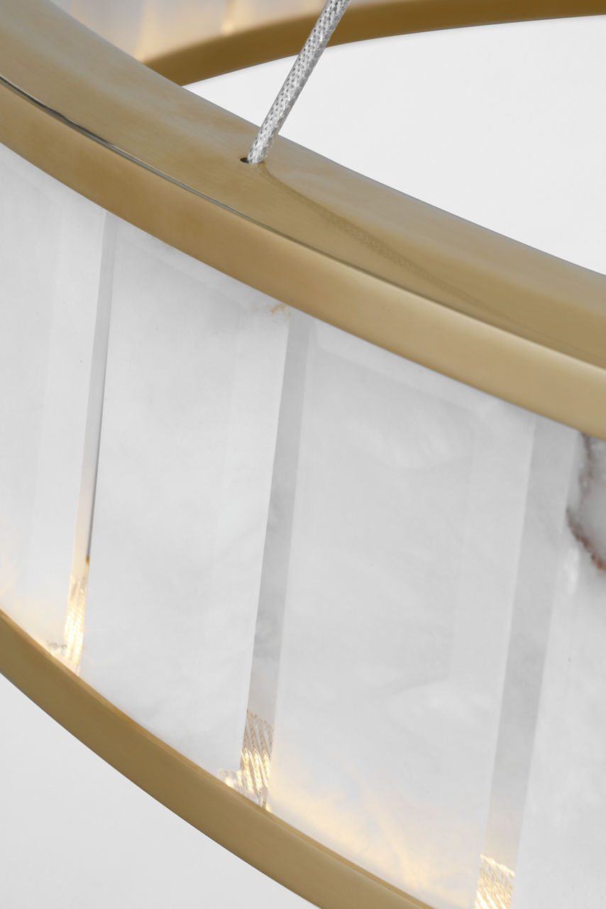 Iterna 40" Ring Chandelier | Antique-Burnished Brass | Alabaster