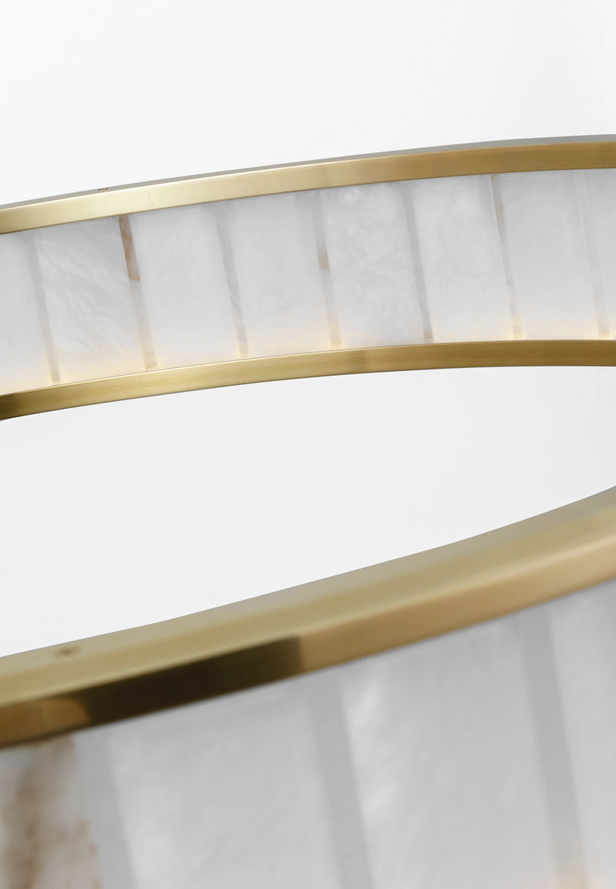 Iterna 40" Ring Chandelier | Antique-Burnished Brass | Alabaster