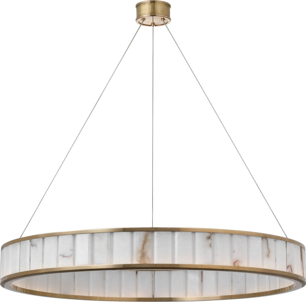 Iterna 40" Ring Chandelier | Antique-Burnished Brass | Alabaster