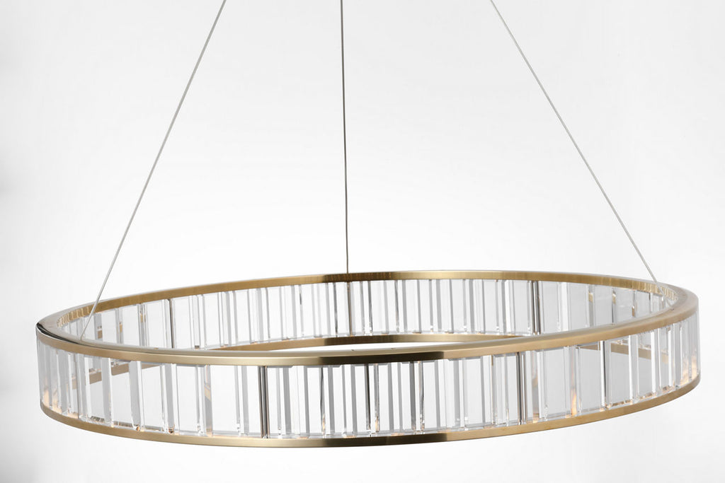 Iterna 40" Ring Chandelier | Antique-Burnished Brass | Crystal
