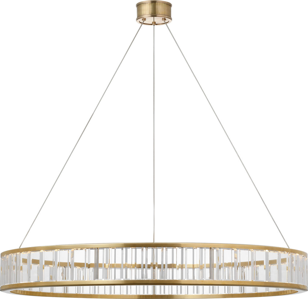 Iterna 40" Ring Chandelier | Antique-Burnished Brass | Crystal