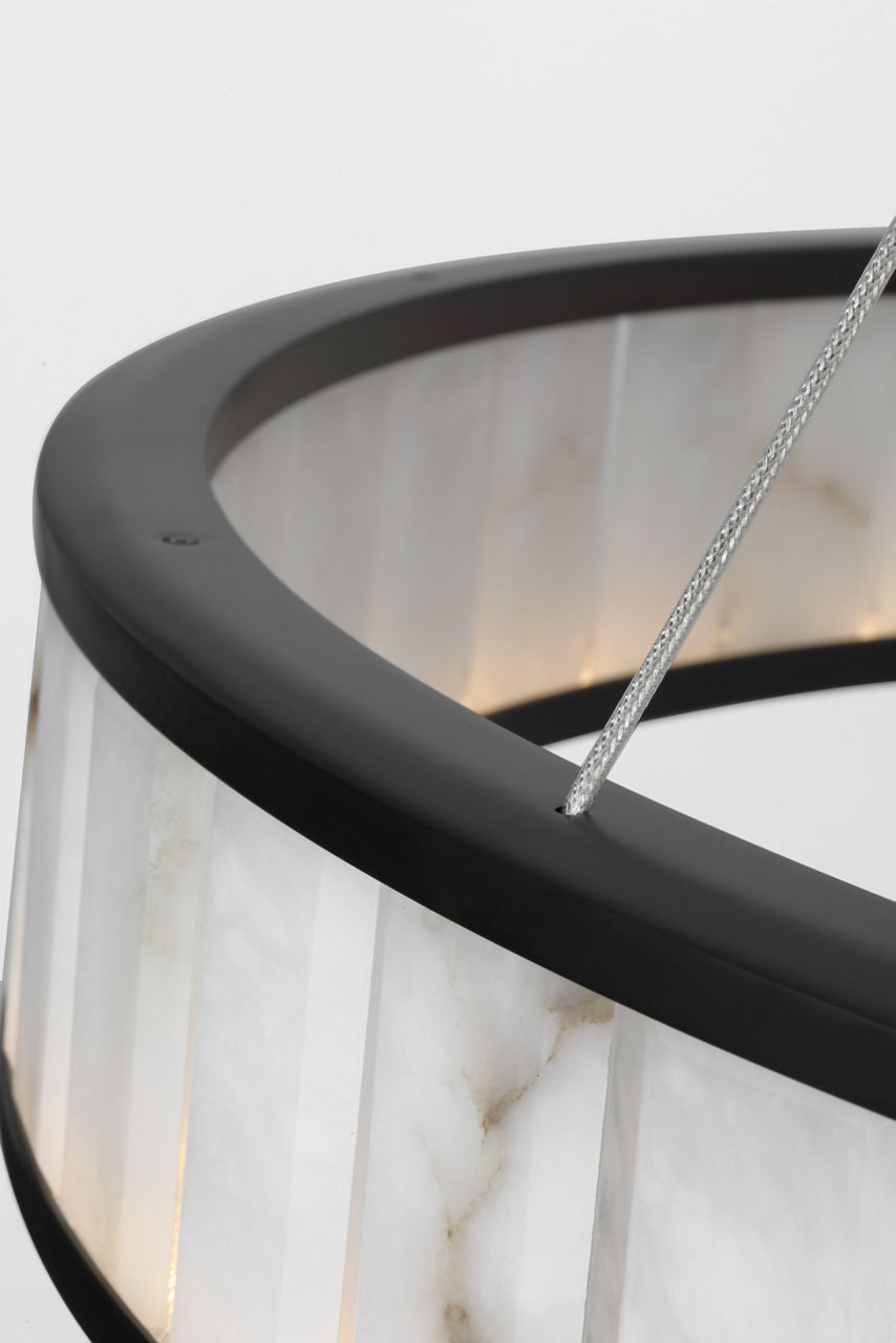 Iterna 40" Ring Chandelier | Modern Iron | Alabaster