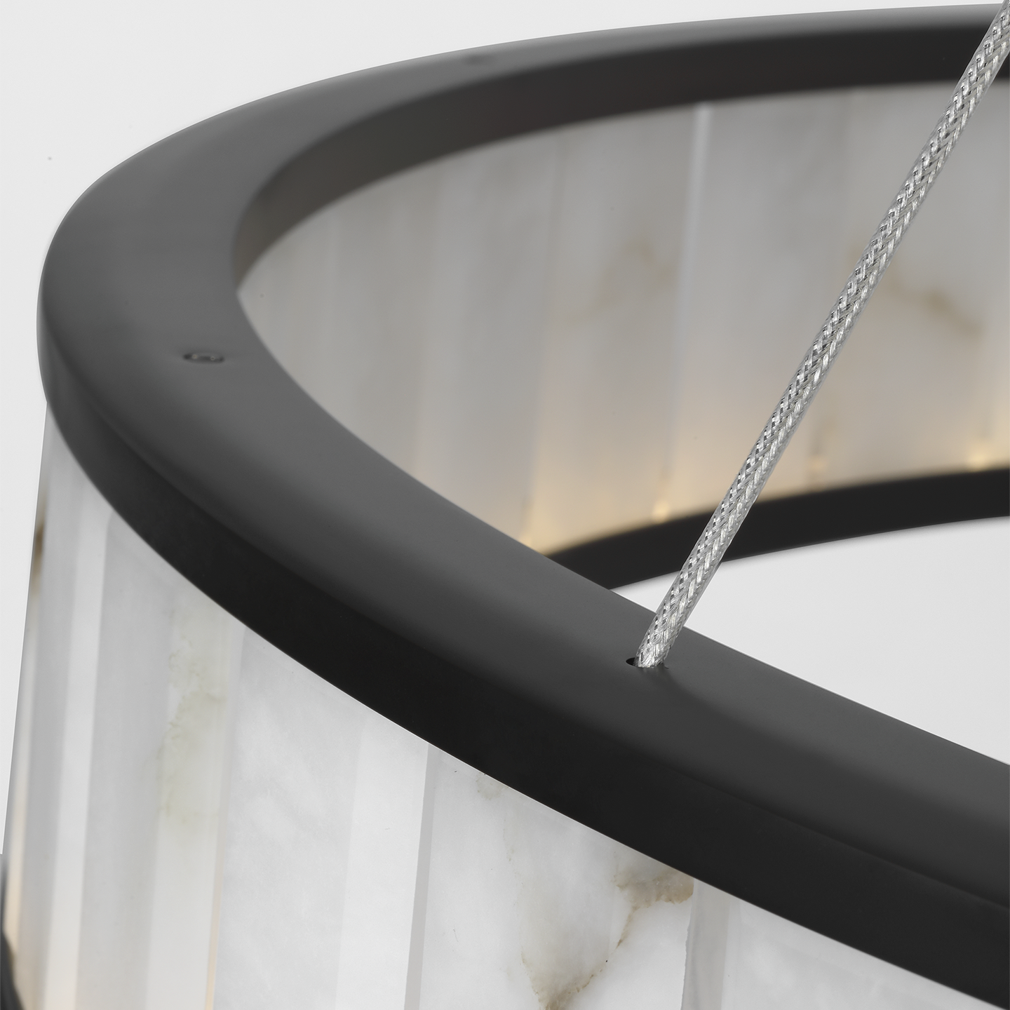 Iterna 40" Ring Chandelier | Modern Iron | Alabaster
